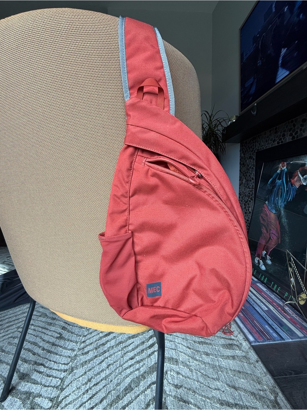 MEC Coral-Red Sling Crossbody Bag for Men